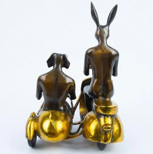 Gillie and Marc - They rode side by side for the long run (Gold) (mini vespa with side car) Ed. 33/100 - Image 5