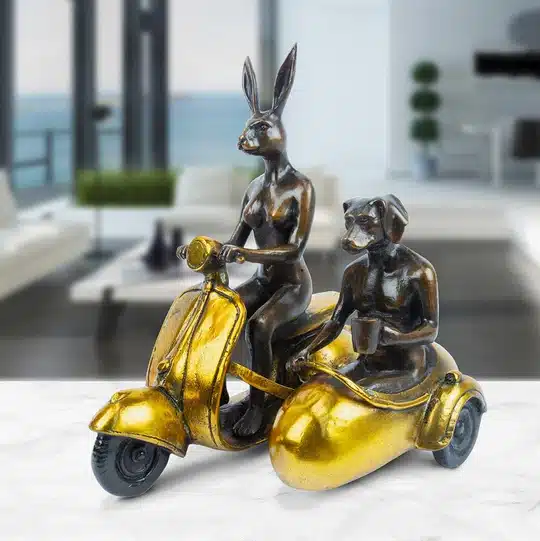 Gillie and Marc - They rode side by side for the long run (Gold) (mini vespa with side car) Ed. 33/100 - Image 4