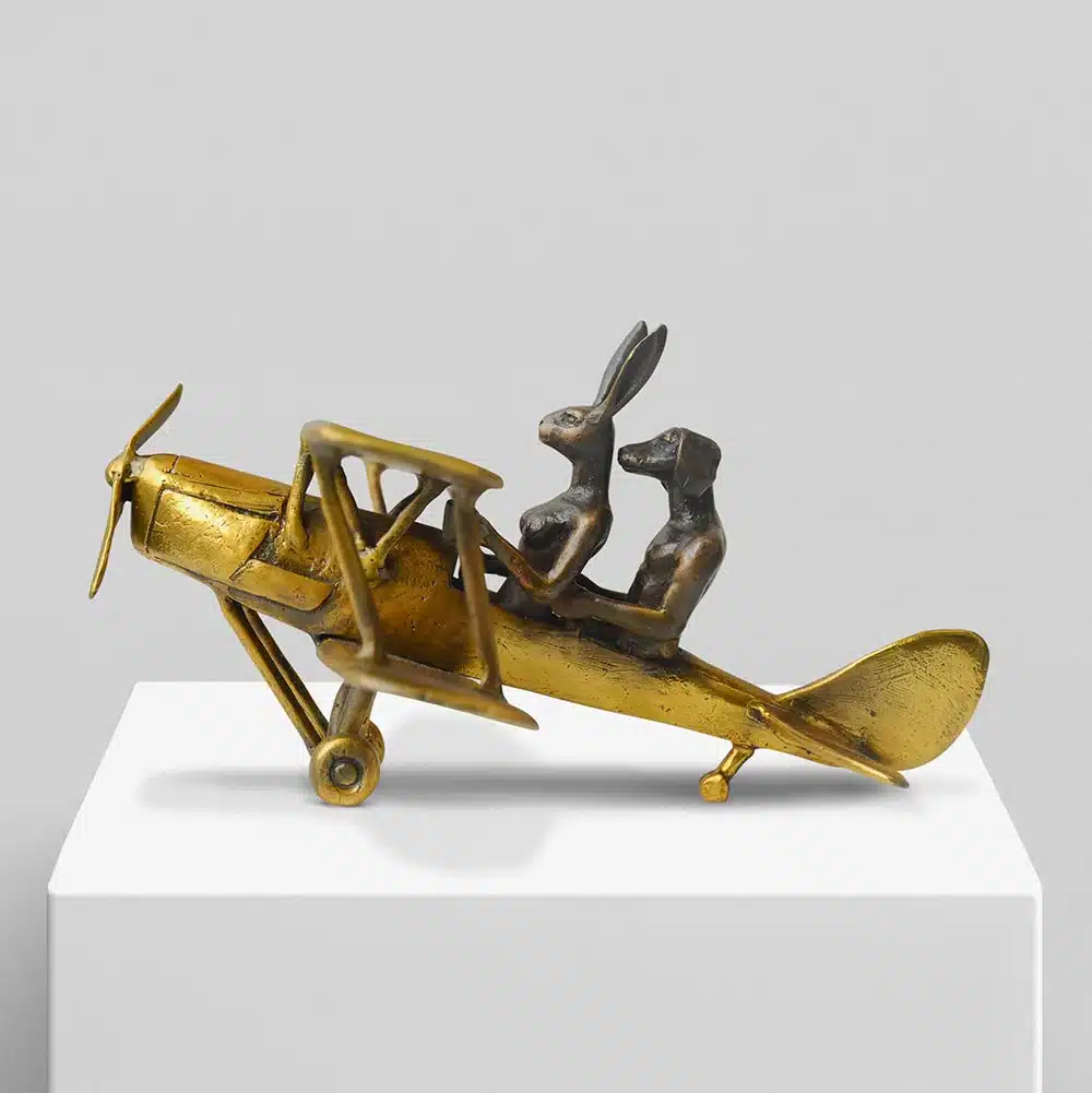 They were flying high (Tiger Moth plane Gold patina) Ed. 22/100