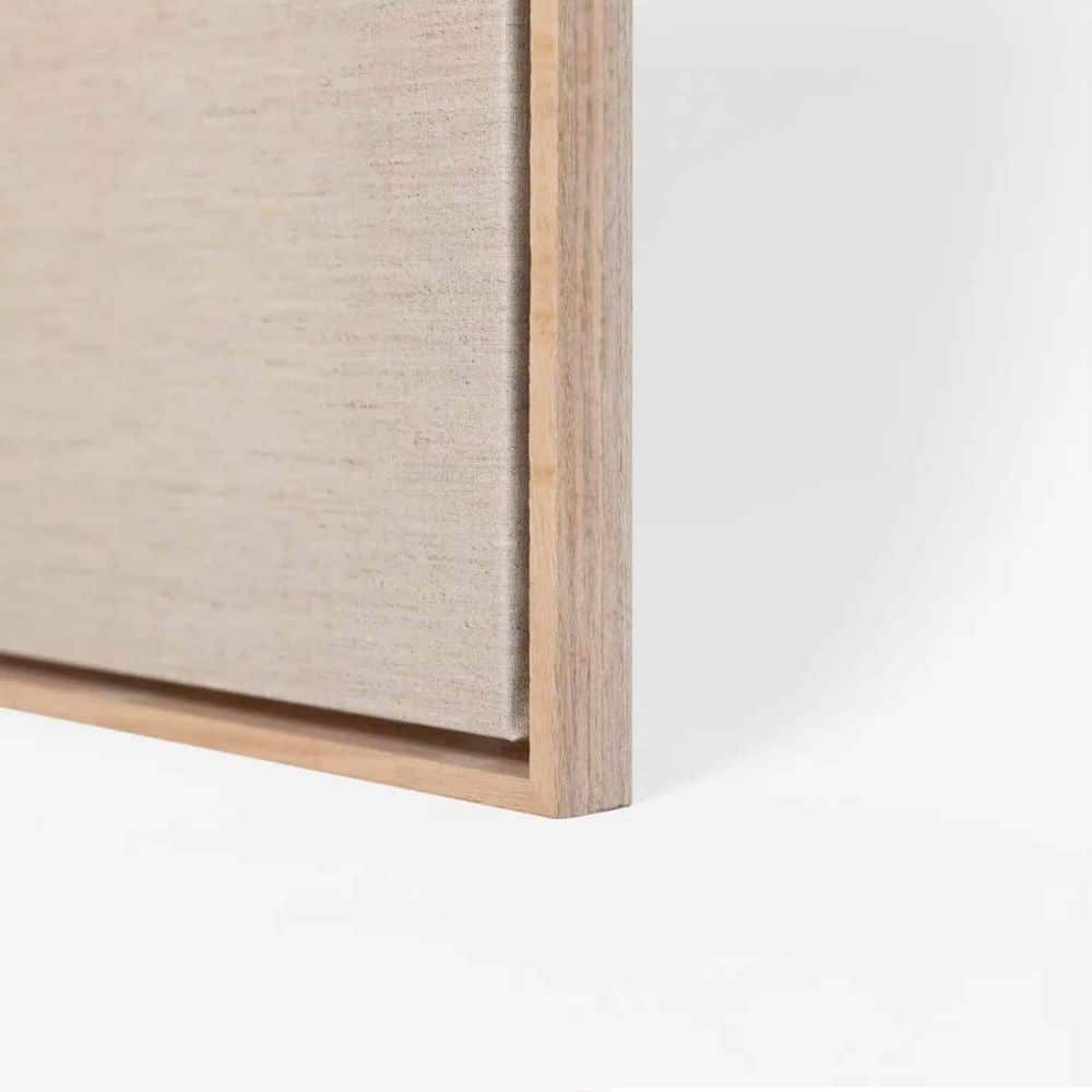 Custom Size Stretched Blank Primed Linen Canvas With Lower Profile Floating Frame (35mm) Natural Oak - Image 2